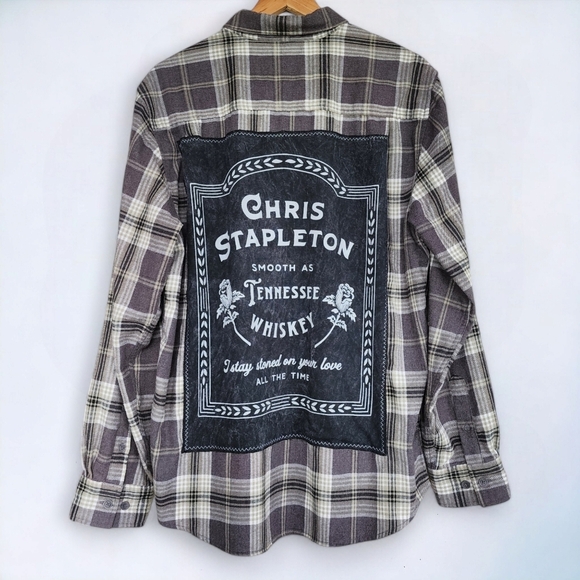 Chris Stapleton | Upcycled Reworked Weatherproof Flannel Mens Large L - Picture 1 of 10